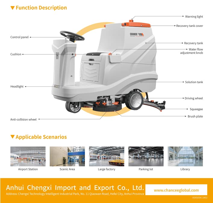 T-K80+  Ride-On Floor Scrubber Machine Hero Image