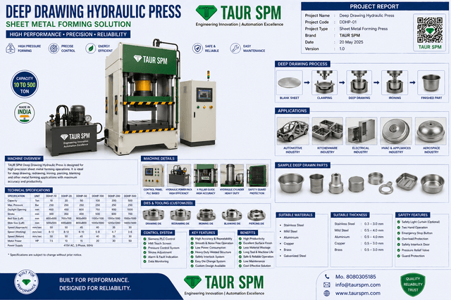 DDHP-10 to DDHP-500 Deep Drawing Hydraulic Press
